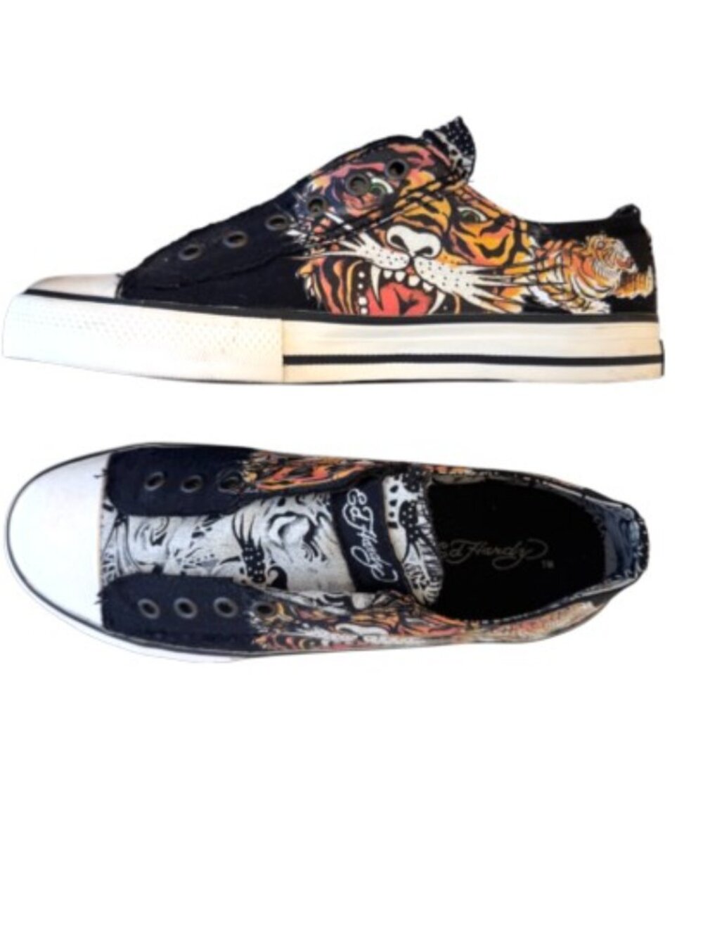 Ed Hardy Designs Black Tiger Slip-On sneakers Sz 8 - bin #10